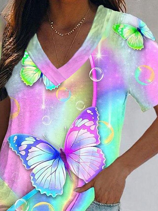 Regular Fit Short Sleeve Shirt - Neon Butterflies