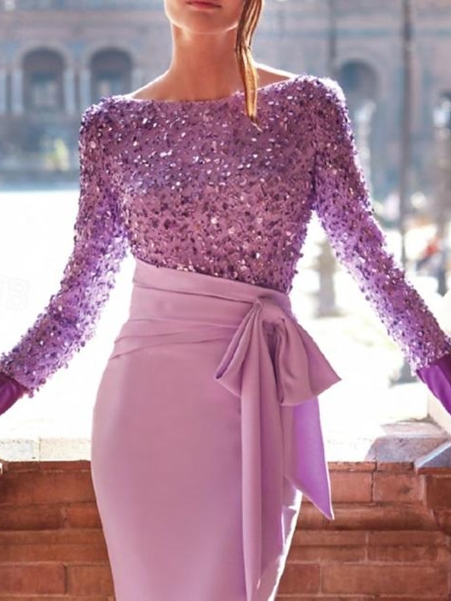 Jacquard Mermaid Round Neck Long Formal Evening Dresses Elegant Party Dress