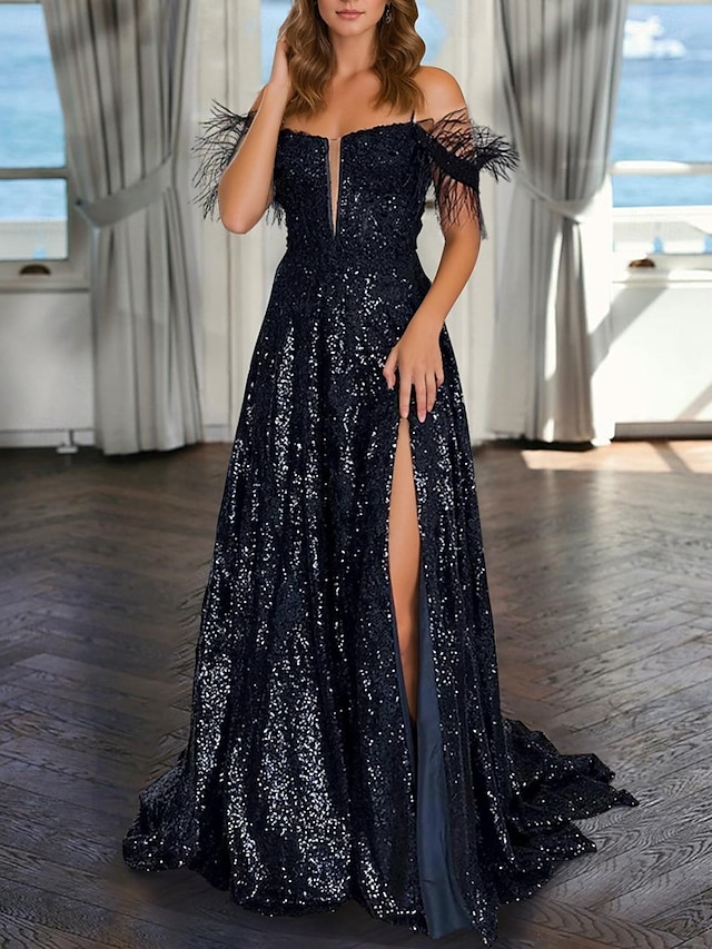  Robe de soirée A-Line élégante Robe de mariée formelle longueur de sol sans manches décolleté en V ornée de sequins avec perles robe de masquerade 2025