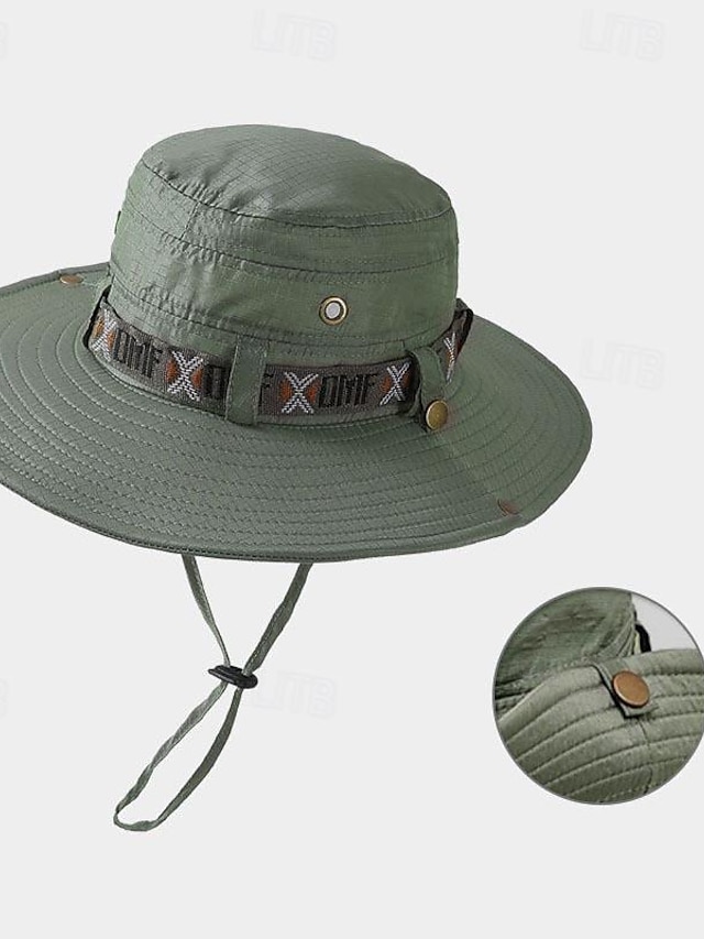  Homme Chapeau de seau Chapeau de soleil Vert Claire Vert foncé Polyester Mode Décontractées Plein Air du quotidien Plein Ajustable Ecran Solaire Respirable