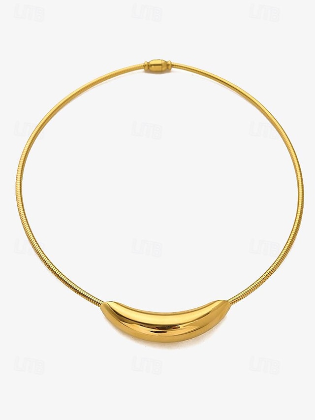 Collier Pendentif Dorée Acier au titane Elégant Mode Rond Forme irrégulière