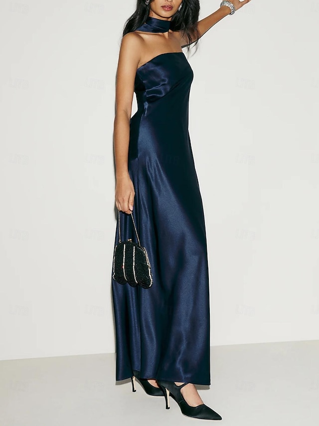  Abiti da matrimonio per invitati in stile Sheath abito elegante formale black tie lunghezza totale senza maniche senza spalline in charmeuse con spalline 2025