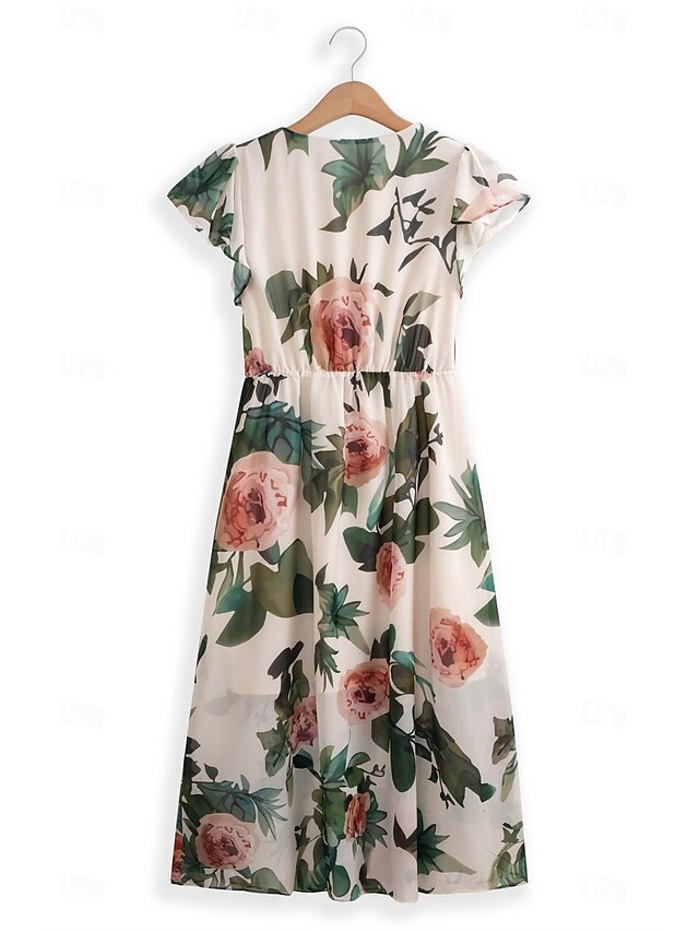 Midi A-Line Floral Dress - Effortless Garden Romance