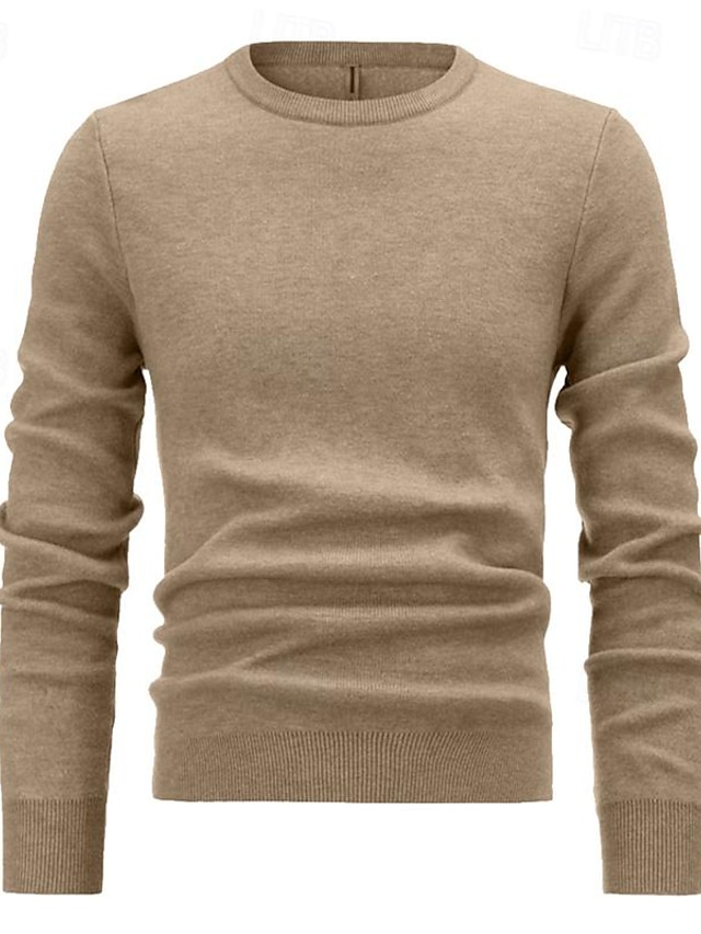  Herren Pullover Strickpullover Gerippt Stricken Standard Strick Glatt Rundhalsausschnitt Modisch Basic Freizeitskleidung Verabredung Bekleidung Herbst Winter Schwarz Grün S M L