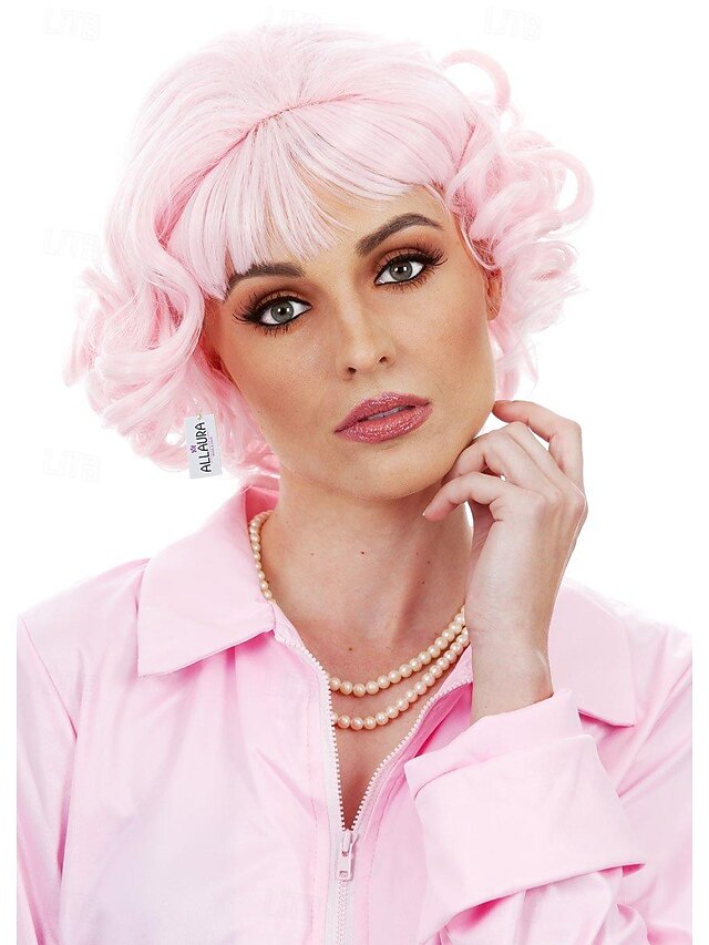 Pink Frenchie Wig 50's Character Wigs for Pink Ladies Pink Wig - Short Curly Wig Pink Wigs for Women Short Pink Wig Halloween Wigs4