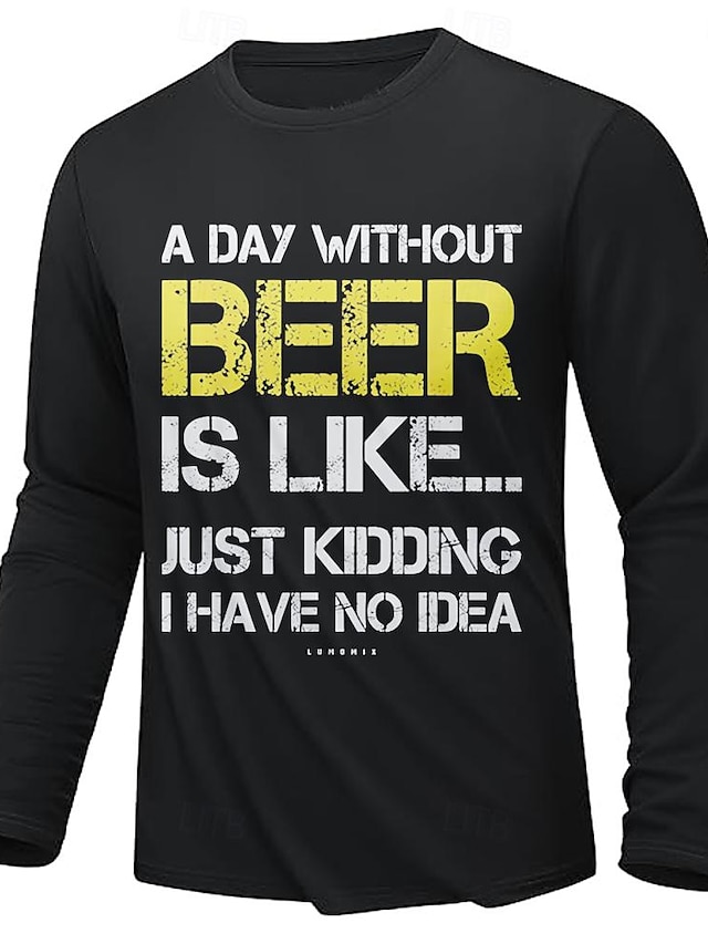  Divertente Birra dell'Oktoberfest stampa di lettere Nero Blu scuro maglietta Per uomo Grafico 100% cotone Camicia Classico Informale Camicia Manica lunga Maglietta comoda Primavera Autunno