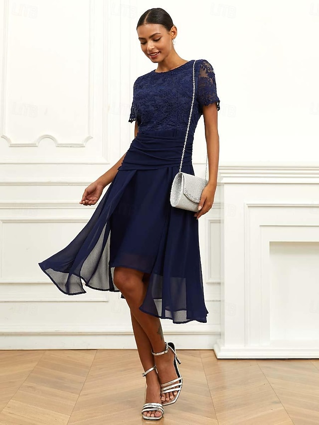 Blue Chiffon Short Party Dress,Cocktail Dresses    fg3034