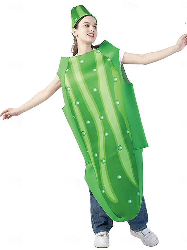Cucumber Halloween Cosplay Costume Funny Costumes Carnival Costume Cosplay Adults' Men's Women's Carnival Masquerade Mardi Gras Performance Party Halloween Easy Halloween Costumes Dress Up 6
