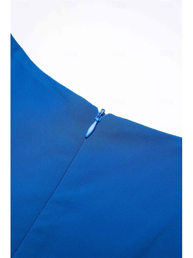  Naisten Teen pituus Kietaisumekko A linjainen mekko Tyylikäs Juhla Ruffle Sleeve Häät Juhla Normaali Tavallinen V kaula-aukko Sininen Apila Kesä