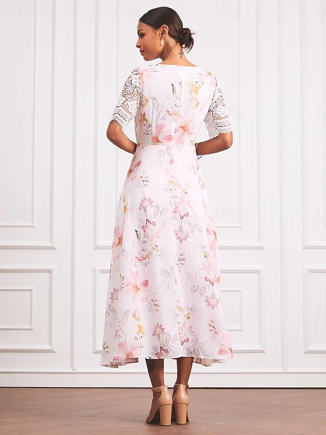 thumbnail image 2 of Maxi Dresses For Women 2025 Trendy Short Sleeve V Neck Eyelet Tshirt Dress Casual Summer Beach Vacation Sundress Flowy Floral Boho Ladies Dresses With Pockets Orders Placed Last Order Placed By Me 2 of 9