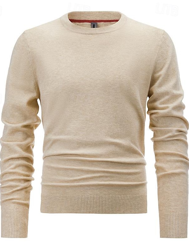 Men's Pullover Sweater Jumper Knit Sweater Ribbed Knit Regular Knitted ...