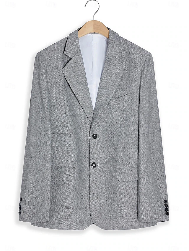 Men’s Plus Size Brown Herringbone Check Tweed 2-Piece Suit main image 0