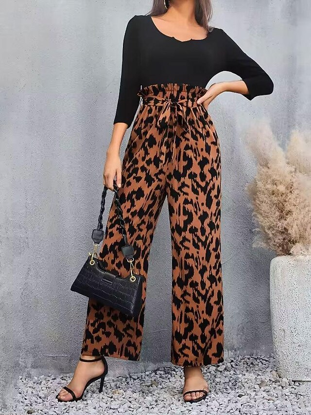 Women's Jumpsuit Fashion Long Graphic Print Breathability Comfortable Inelastic Casual Daily Coffee Spring & Fall Regular Fit 7