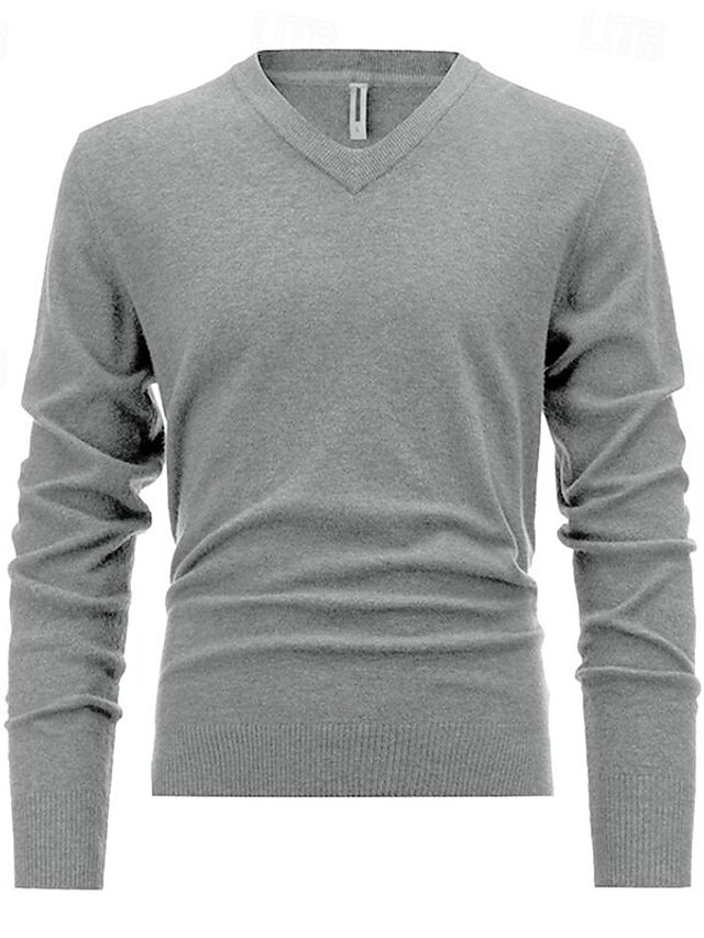  Per uomo Pullover Maglione Maglione lavorato a maglia A coste Maglia Standard Lavorato a maglia Liscio A V Di tendenza Essenziale Da tutti i giorni Appuntamento Abbigliamento Autunno inverno Nero