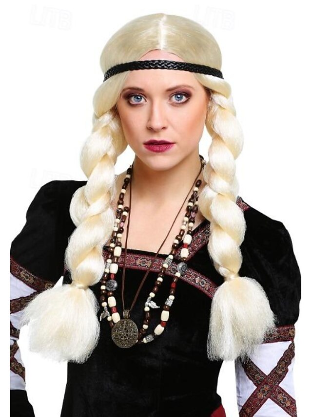 Blonde Viking Wig Halloween Cosplay Party Wigs2