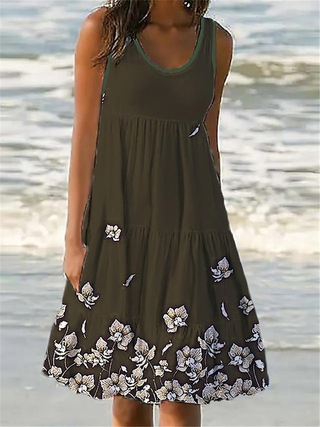  Γυναικείο Μίνι Φόρεμα Μικροσκοπικό Φόρεμα Φορεσιά Φόρεμα Tank Φόρεμα Ενεργής Τροπικής Μόδας Εξωτερικό Διακοπές Έξοδος Κανονική Εφαρμογή Λουλούδια Χωρίς Μανίκια U Λαιμός Ροζ Μπλε Μωβ Πράσινο Καλοκαίρι