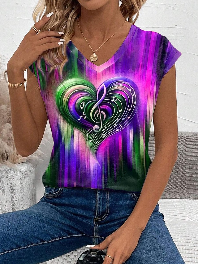  Dames Camisole Tank Top Vest Ombre Hart Stijlvol Mouwloos V-Hals Reguliere Tops Dagelijks Print Paars Groen Regenboog Zomer