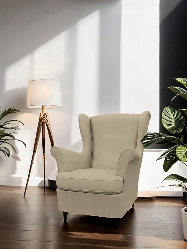Wing Chair Cover Cotton Twill Armchair Cover Regular Fit with Armrests Machine Washable STANDcover LITB PRIME cover 17