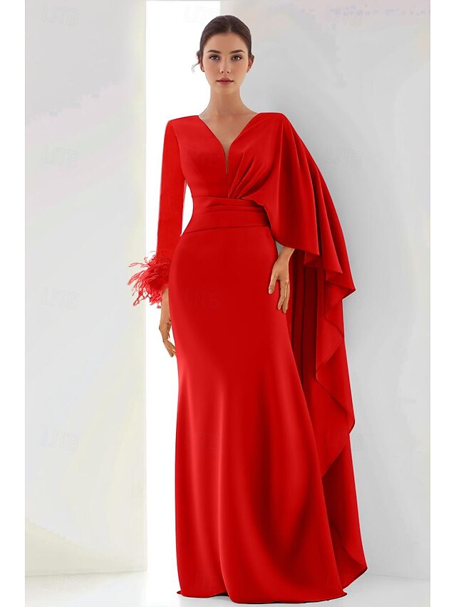 Elegant Mermaid U-Neck Ruched Floor-Length Evening Dresses
