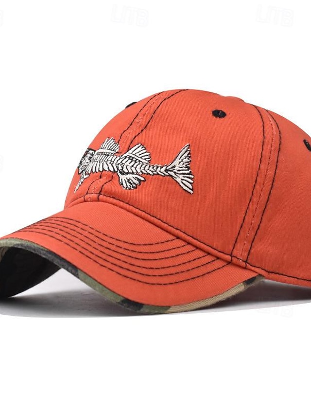  Herr Basebollkeps Solhatt Trucker Hat Svart Marinblå Bomull Broderad Mode Ledigt Gata Dagligen Fisk Justerbara Solskyddskräm Andningsfunktion