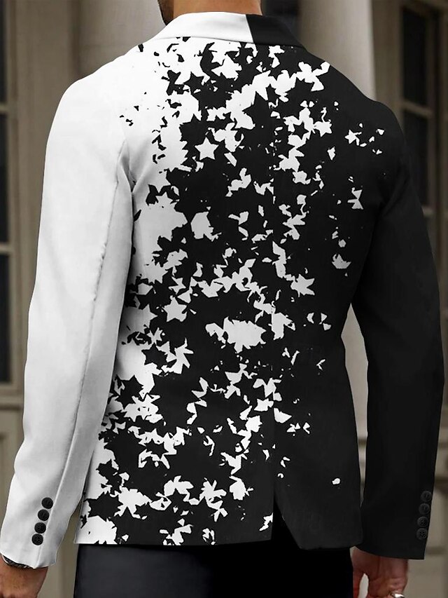  Geométrica Gradiente Negócio Abstracto Casual Homens Casaco Blazer Manter Quente Respirável Confortável Trabalho Vestir para trabalhar Para Noite Botão Imprimir Bolso multi Normal Outono & inverno