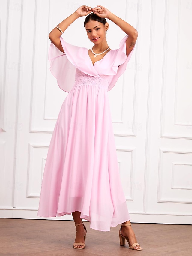 Robe Été Femme JENJON - Col V, Imprimé Pois, Volants - Taille Haute, Manches Courtes/Longues