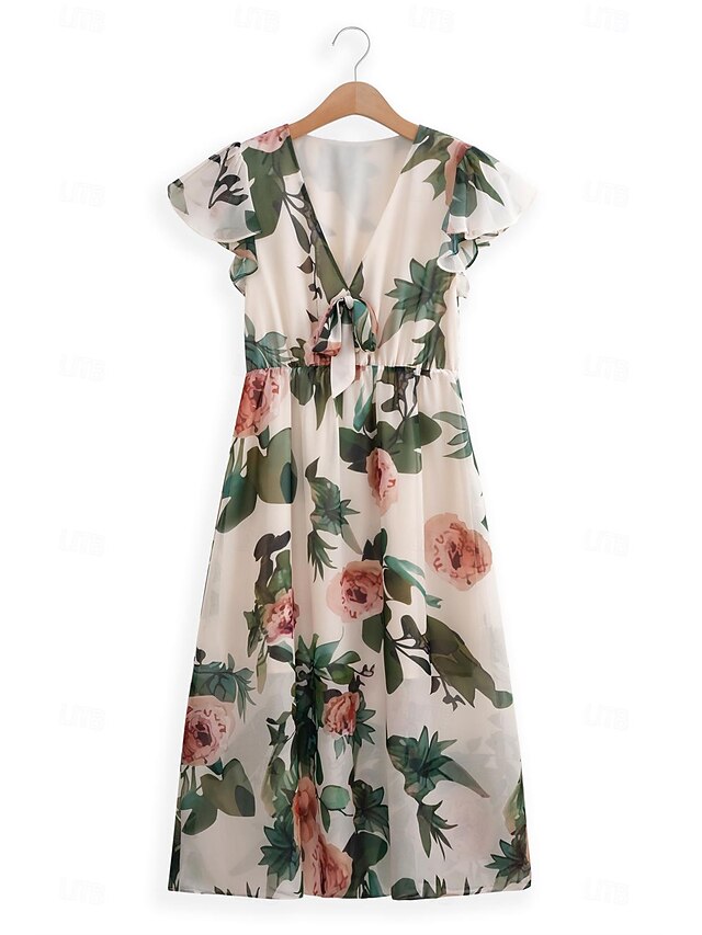 33530 Floral V-neck A-line Dress main image 1