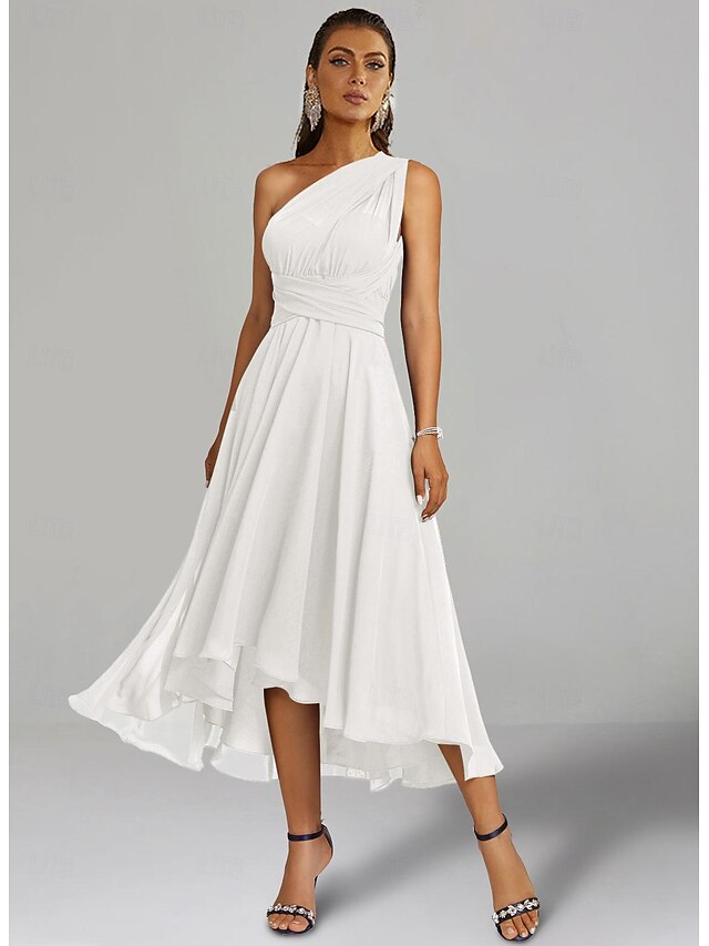 Elegant One Shoulder Classy Long Party Dress Wedding Guest Dress