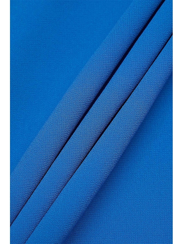  Naisten Teen pituus Kietaisumekko A linjainen mekko Tyylikäs Juhla Ruffle Sleeve Häät Juhla Normaali Tavallinen V kaula-aukko Sininen Apila Kesä