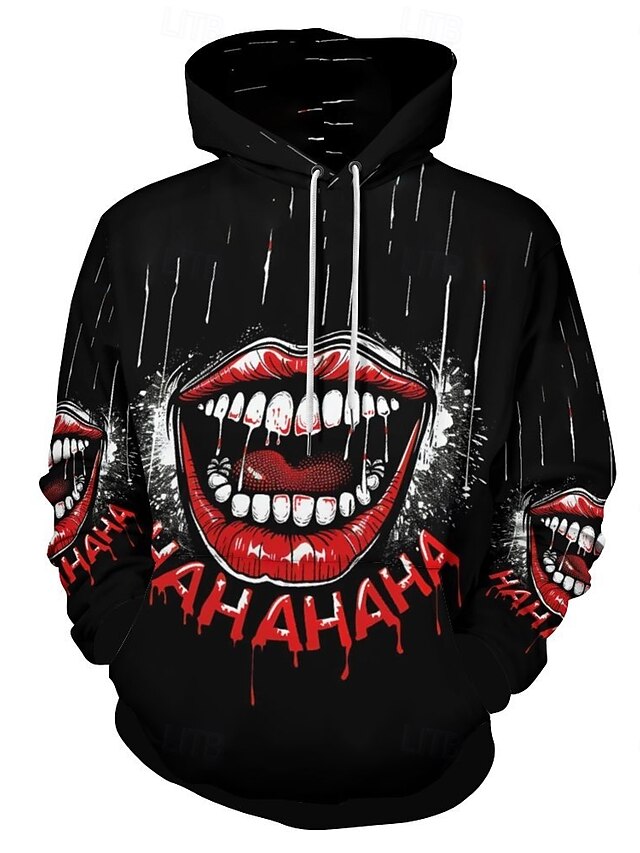  Homme Mode 3D effet Sweat à capuche Vacances Vêtement de rue Sweats à Capuche Noir manche longue Capuche Imprimé Hiver Printemps & Automne Designer Sweat à capuche