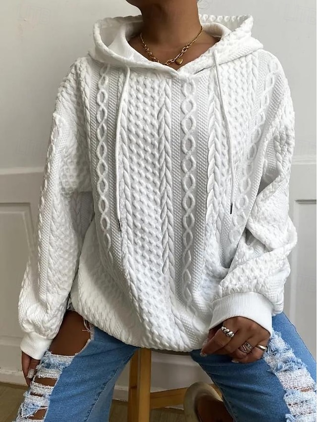  moletom feminino com capuz, moda simples, trabalho, uso diário, casual, com capuz, patchwork, ajuste solto, manga comprida, preto, branco, cáqui, cinza, outono, inverno