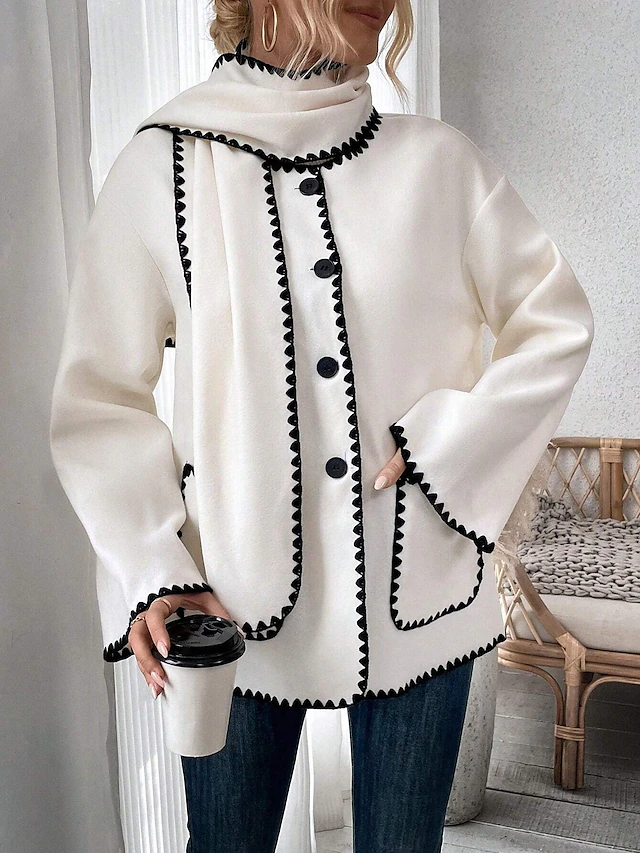 Women's Blouse Stylish Modern Long Sleeve Regular Tops Work Daily White Spring Fall Winter4