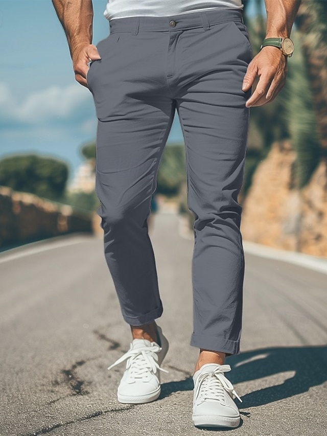  Pánské Kalhoty Kalhoty chinos Chino kalhoty Kalhoty pro volný čas Přední kapsa Bez vzoru Pohodlné Yumuşak Plná délka Venkovní Ležérní Denní Módní Šik ven Černá Bílá Lehce elastické