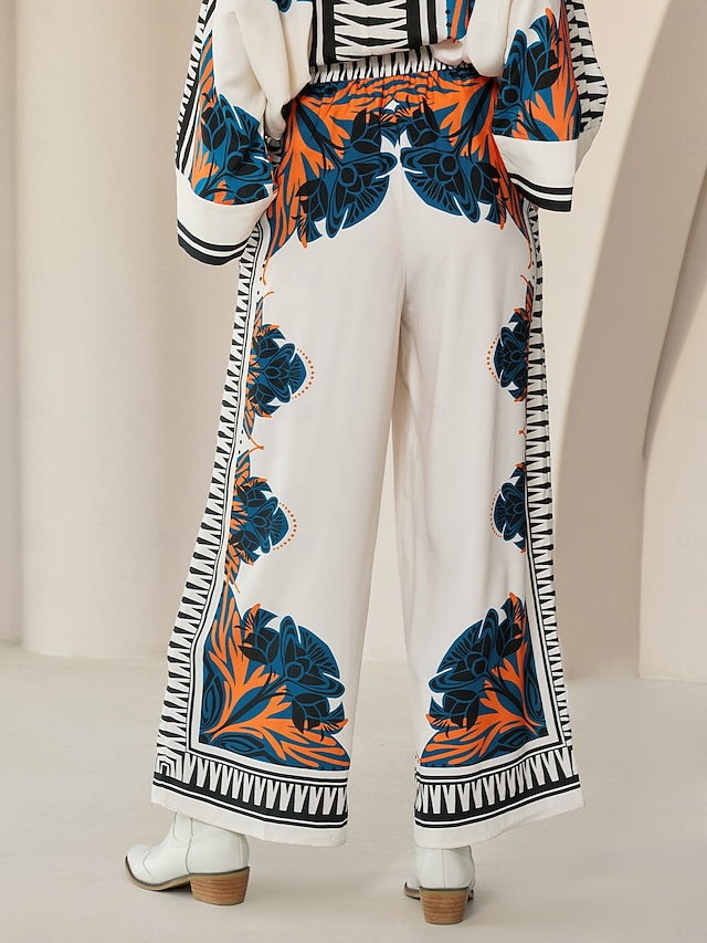  satijnen losse wijde pijpen maxi bohemien vakantie dagelijks casual broek