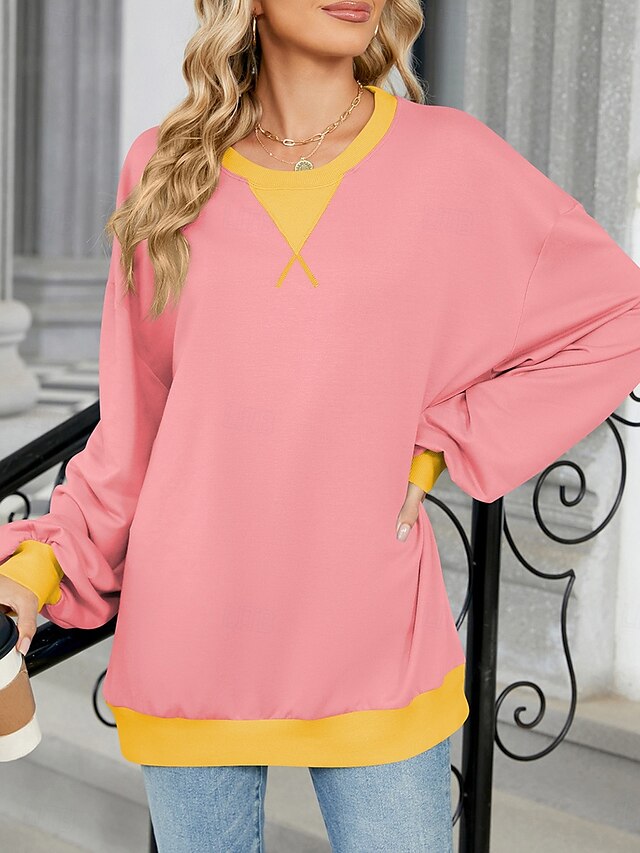  felpa donna girocollo manica lunga rosa vino blu arancione autunno inverno