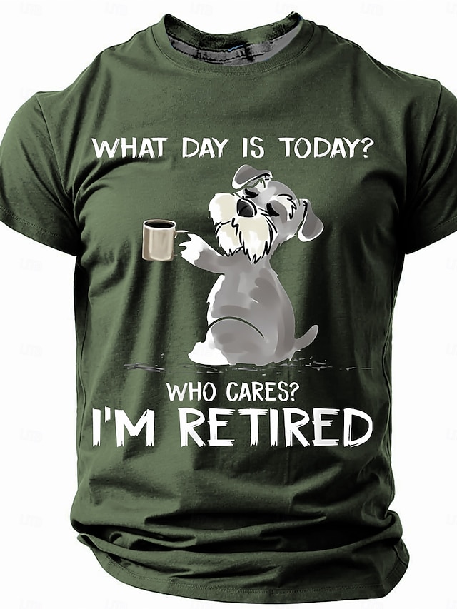  男性用 犬 面白いスラング Tシャツ 半袖 Tシャツ 3Dプリント クルーネック シャツ レトリ／ヴィンテージ カジュアル ストリート カジュアル バー ブラック ブルー グリーン 春夏 衣類 S M L XL 2XL 3XL