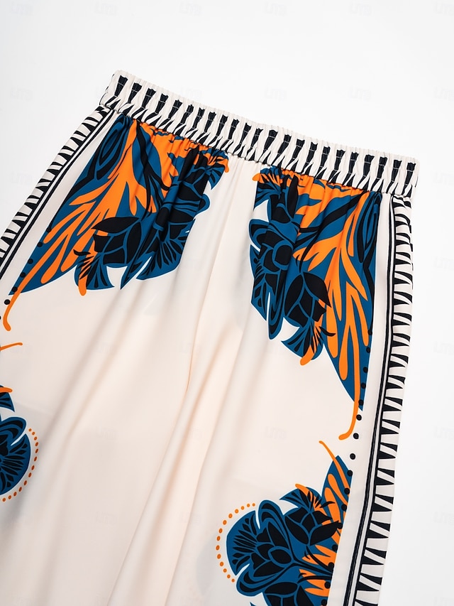  satijnen losse wijde pijpen maxi bohemien vakantie dagelijks casual broek