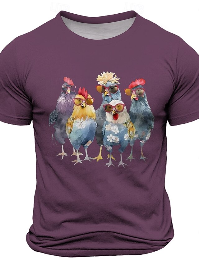  Miesten Lintu T-paita Lyhythihainen T-paita 3D-tulostus Tiukka pyöreä kaula-aukko Paita Muoti Urheilu- ja treenivaatteet Katu Urheilu ja ulkoilu Musta Sininen Purppura Kesä Kevät Vaatetus S M L XL