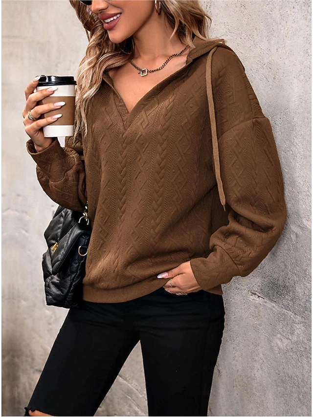 Women's Blouse Stylish Modern Long Sleeve Regular Tops Work Daily Brown Spring Fall Winter 5