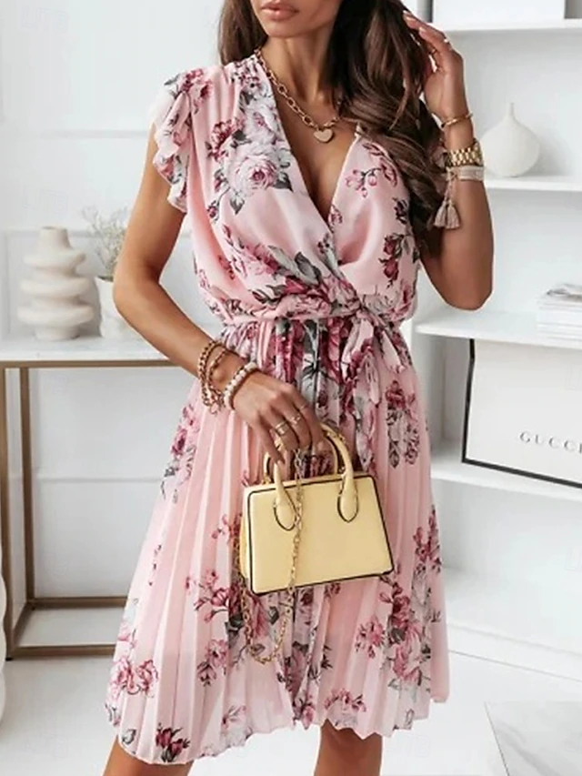 Women's Casual Dress Floral Print V Neck Mini Dress Stylish Casual Daily Date Short Sleeve Summer 14