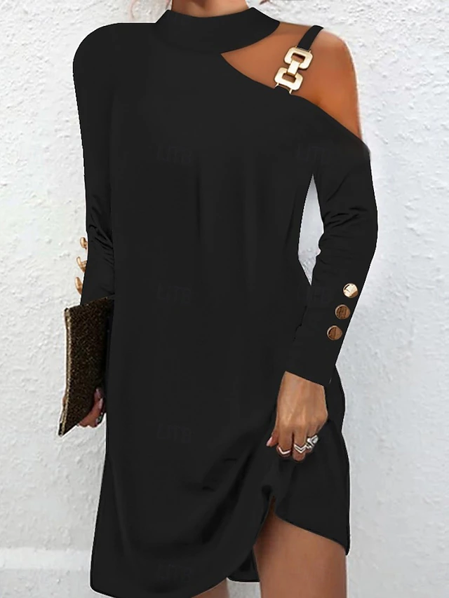 Women's Mini Dress Black Dress Sweater Dress Corset Dress Cocktail Dress Casual Street Date Loose Fit Plain Long Sleeve Halter Neck Black Pink Blue Green Spring Fall 7