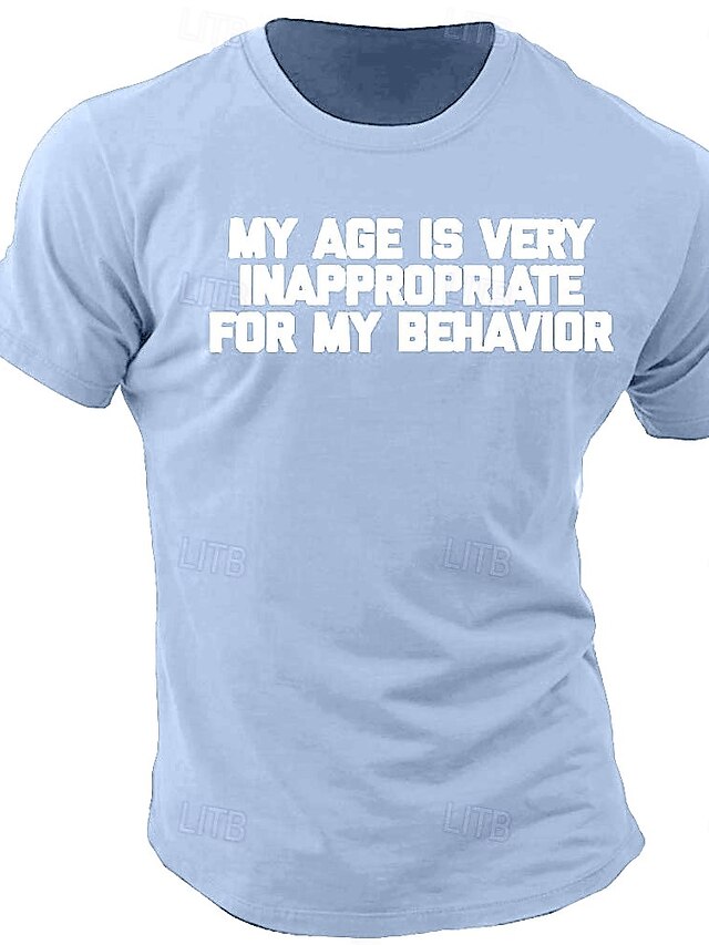  Voor heren Grappig letter afdrukken T-shirt 100% katoen Korte mouw Grafisch Shirt Heide Grijs Zwart Licht Blauw Comfortabel T-shirt Straat Buitensporten Modeontwerper kleding