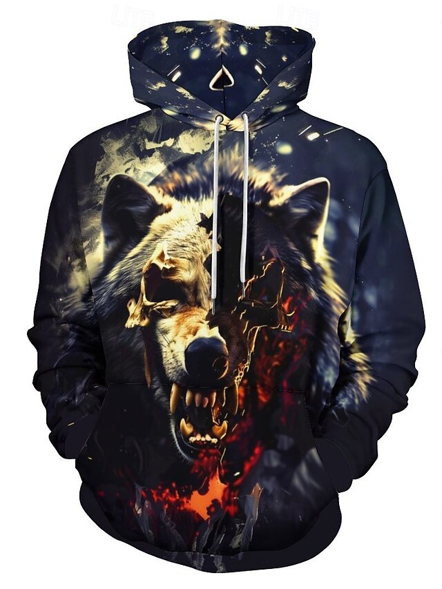  Hombre Moda Impresión 3D Sudadera Vacaciones Ropa de calle Sudaderas Negro Manga Larga Con Capucha Estampado Invierno Primavera & Otoño Diseñador Sudadera con capucha