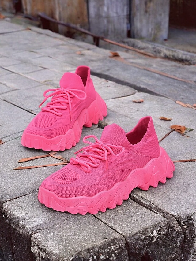  eloisat vaaleanpunaiset naisten paksupohjaiset lenkkarit, jotka sopivat täydellisesti vapaa-aikaan ja urheiluun