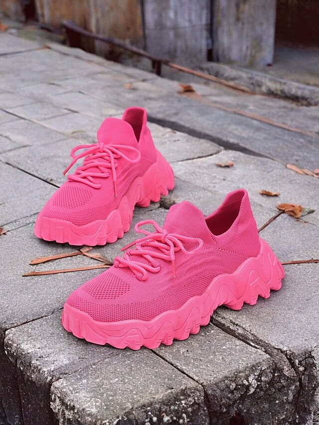 Vibrant Pink Women's Chunky Sole Sneakers, Perfect for Casual Wear and Athletic Activities 7