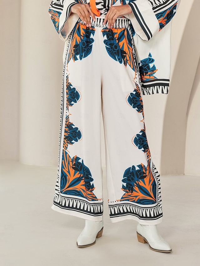  satijnen losse wijde pijpen maxi bohemien vakantie dagelijks casual broek