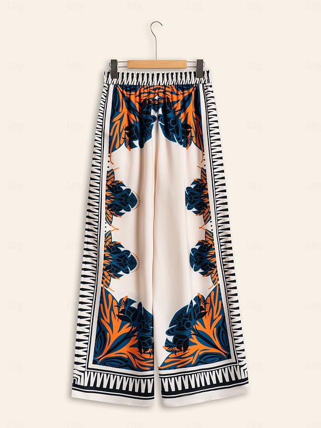 satijnen losse wijde pijpen maxi bohemien vakantie dagelijks casual broek