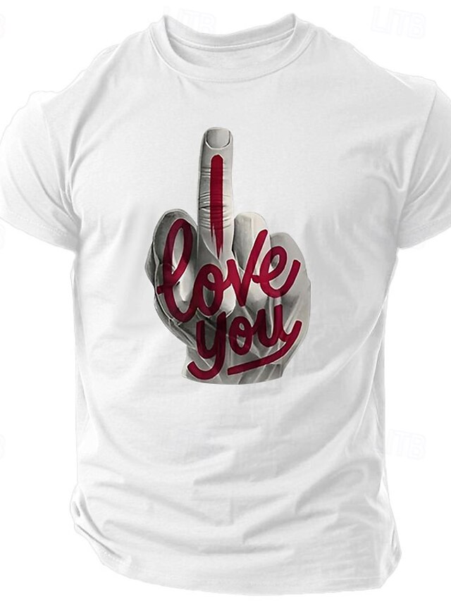  Men's Rude Offensive Middle Finger T shirt Short Sleeve T shirt 3D Print Crew Neck Shirt Fashion Athleisure Street Sports Outdoor Black White Dark Blue Summer Spring Clothing Apparel S M L XL XXL XXXL