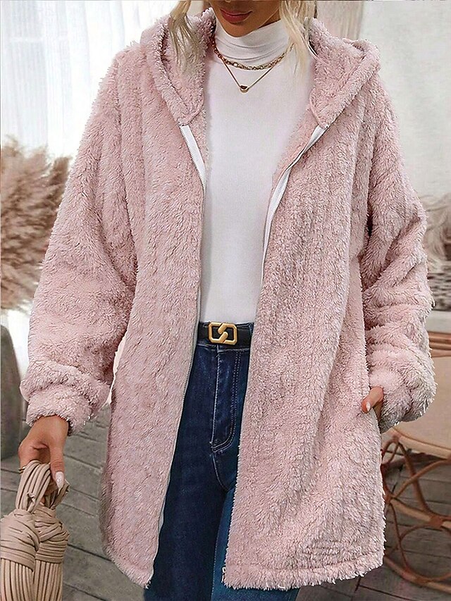 Women's Casual Jacket Warm Comfortable Adjustable Fashion Solid Color Athleisure Daily Open Front Regular Turndown Regular Fit Long Sleeve Outerwear Pink Spring Fall4