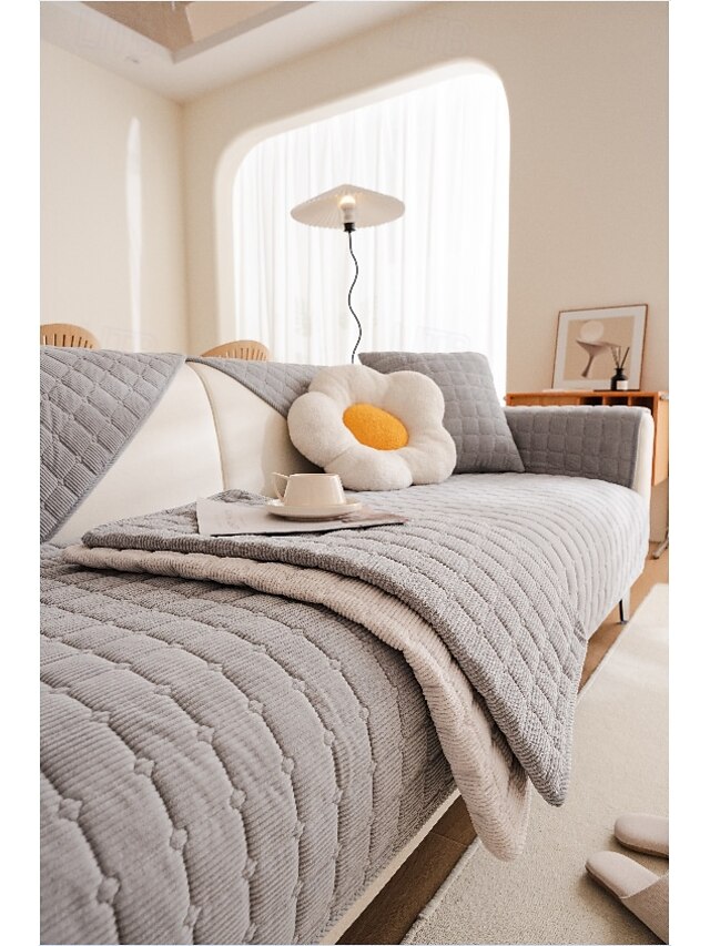  Biscuit Plush Soft Non-Slip Couch Cover - Ultra-Comfortable and Cozy Fabric - Non-Slip Backing for Secure Fit - Protects Your Sofa from Spills, Stains, and Wear - Perfect for Enhancing Home Comfort